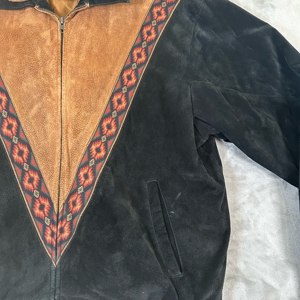 Vintage cripple creek two tone suede Aztec bomber jacket - Picture 4 of 14